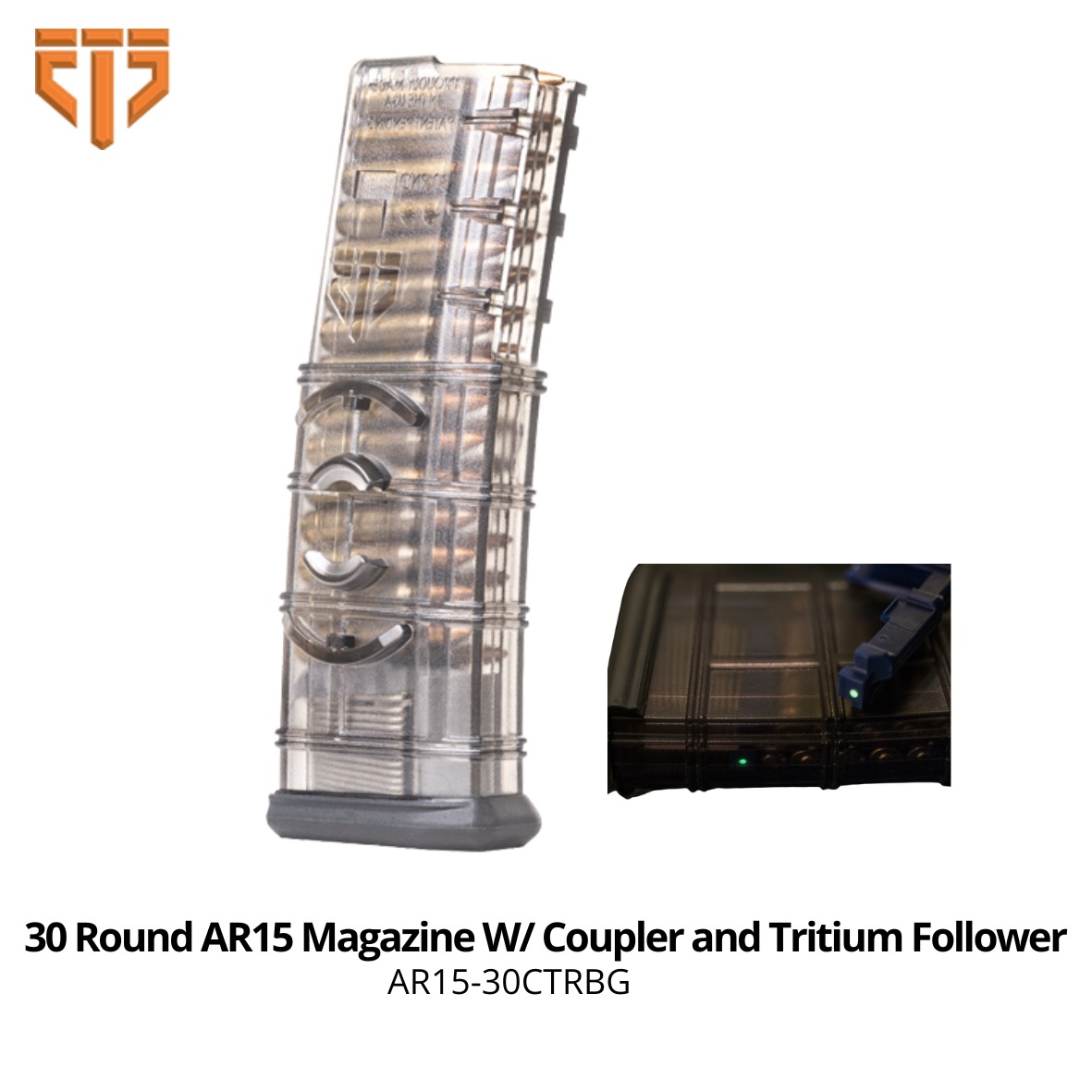 ETS 30 Round AR15 Magazine W/ Coupler and Tritium Follower